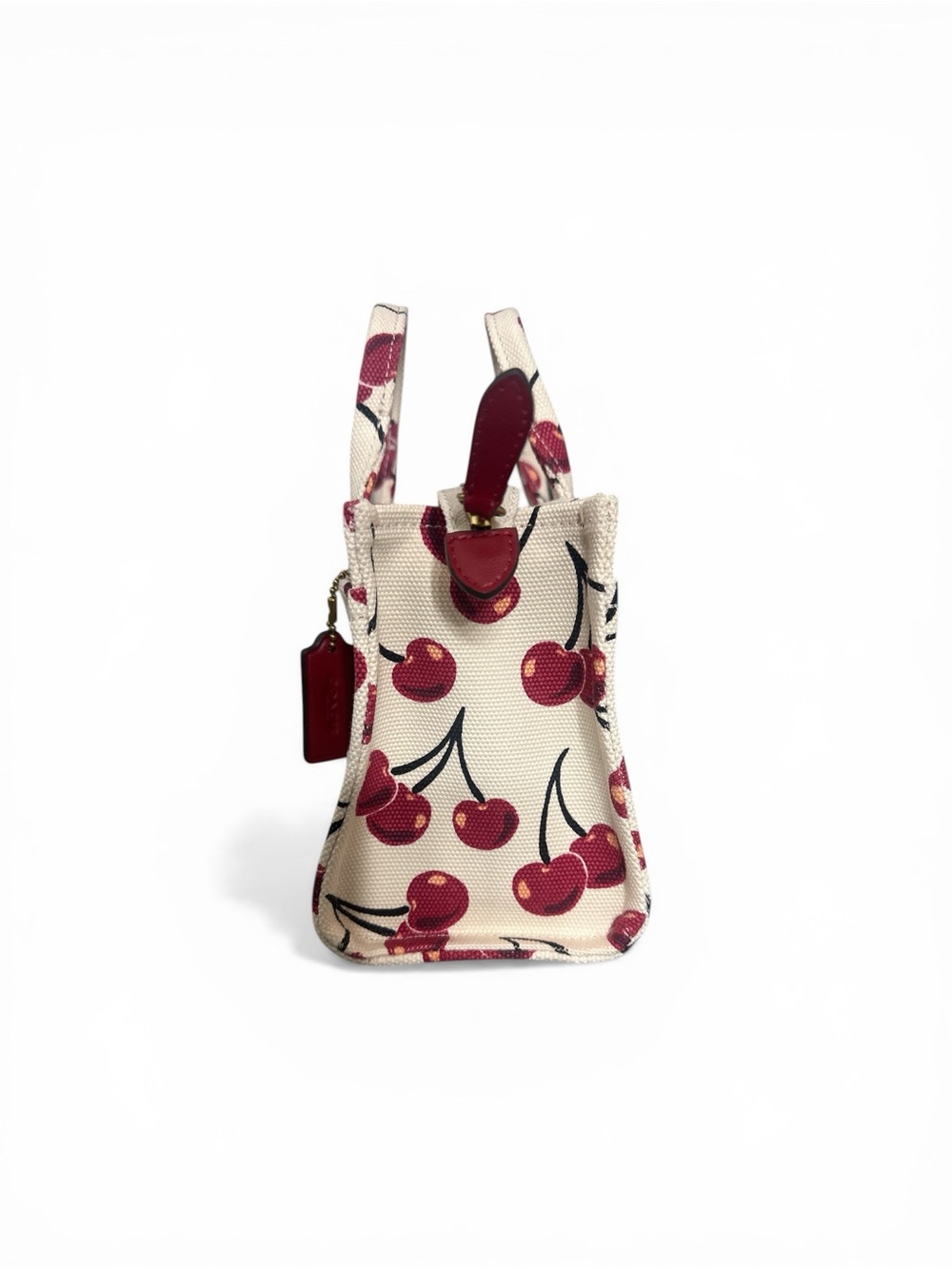 Coach White Cherry-Print Mini Tote with Removable Red Strap - Picture 6 of 14